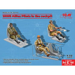 ICM 32112 WWII Allies Pilots in Cockpit 1:32 Figures Plastic Model Kit