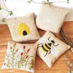 Corinne Lapierre Linen Lavender Bags Embroidery Kit - Bees