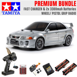 Tamiya 58713 Mitsubishi Lancer Evo V (TT-02) 1:10 Premium Wheel Radio Bundle