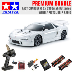 Tamiya RC 58739 1998 Honda NSX Racing (TT-02) 1:10 Premium Wheel Radio Bundle