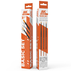 AK Interactive AKB104 Basic Paint Brushes Set (3 Paint Brushes)