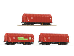 Roco DBAG Shimmns Sliding Tarpaulin Wagon Set (3) VI RC6680012 TT Gauge