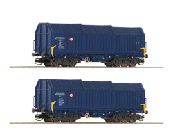 Roco ZSSK Cargo Shimmns Telescopic Hood Wagon Set (2) VI RC6680013 TT Gauge