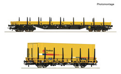 Roco Strukton Rail Kbs/Res Stake Wagon Set (2) VI RC77029 HO Gauge