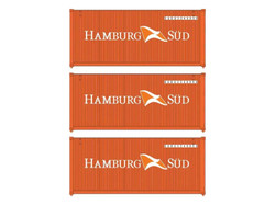 Walthers 20' Corrugated Container Set (3) Hamburg Sud WH949-18052 HO Gauge