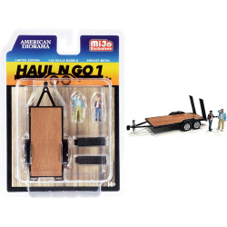 American Diorama 38377 Haul N Go: Flatbed Trailer w/2 Figures 1:64 Display