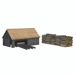 Scenecraft 44-1008A Sawmill and Woodpile Black 1:76