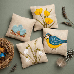 Corinne Lapierre Linen Lavender Bags Embroidery Kit - Spring Garden