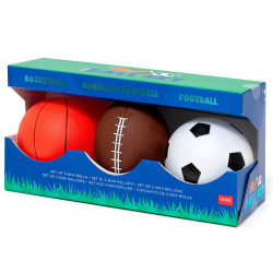 Legami Mini Balls Set - Football/American Football/Basketball Toy