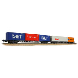 Bachmann Branchline 38-627A FGA Outer Flats 2-Pack BR Blue TOPS, 5 x 20/40ft ISO