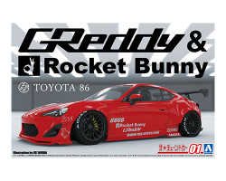 Aoshima 06186 Zn6 Toyota 86 '12 Greddy & Rocket Bunny Enkei Version 1:24 Model Car Kit