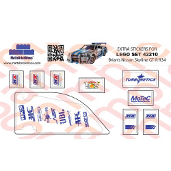 2 Fast 2 Furious Nissan Skyline GT-R (R34) Correct Sticker Set for LEGO 42210