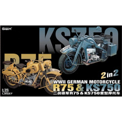 Great Wall Hobby L3527 R75 & KS750 WWII German Motorcycles 1:35 Model Kit