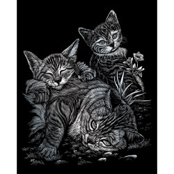 Royal & Langnickel Tabbycat & Kittens Silver Foil Engraving Art SILF13