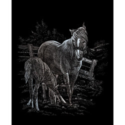 Royal & Langnickel Mare & Foal Horse Silver Foil Engraving Art SILF15