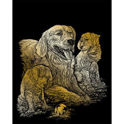Royal & Langnickel Retriever & Puppies Gold Foil Engraving Art GOLF11