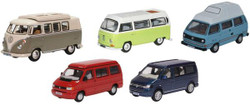 Oxford Diecast 76SET67 VW Camper T1/T2/T3/T4/T5 Set (5) OO Gauge