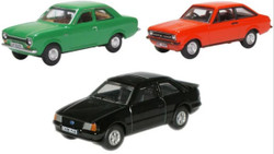 Oxford Diecast 76SET70 Ford Escort Set Mk1/Mk2/XR3i (3) OO Gauge