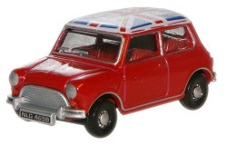 Oxford Diecast 76MN001 Austin Mini Tartan Red/Union Flag OO Gauge