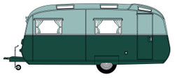 Oxford Diecast 76CC003 Carlight Continental Caravan Dark Green/Sage Green OO