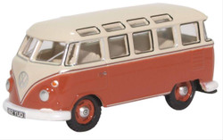 Oxford Diecast 76VWS001 VW T1 Samba Bus Sealing Wax Red/Beige Grey OO Gauge