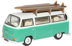 Oxford Diecast 76VW007 VW Bus/Roofrack/Surfboards Birch Green/White OO Gauge