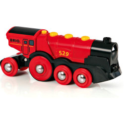 BRIO 33592 Red Mighty Action Lights Loco for Wooden Train Set