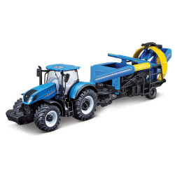 Bburago 31678 New Holland T7.315 Tractor w/Cultivator 10CM Diecast Model