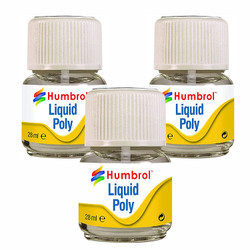 HUMBROL 28ml Liquid Poly (bottle) Adhesive Glue - 3 Pack