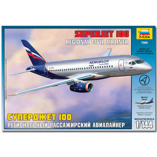 Zvezda 7009 Civil Airliner Sukhoi SUPERJET 100 Scale Model Kit 1 144 for sale online 