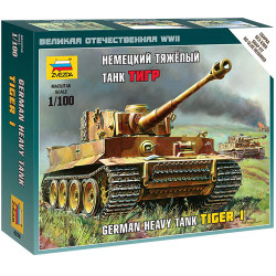 ZVESDA 6256 German Heavy Tank Tiger 1 1:100 Snap Fit Model Kit