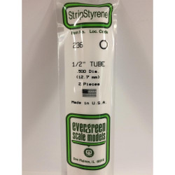 Evergreen 236 - 0.5"/12.7mm Polystyrene 14"/35cm Tubes 2pcs