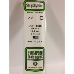 Evergreen 232 - 0.375"/9.5mm Polystyrene 14"/35cm Tubes 2pcs