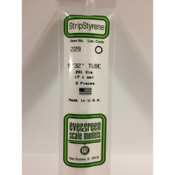Evergreen 229 - 0.281"/7.1mm Polystyrene 14"/35cm Tubes 3pcs