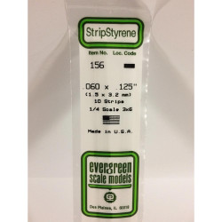 Evergreen 156 - 0.06" x 0.125" Polystyrene Strips 14"/35cm 10pcs