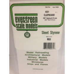 Evergreen 4031 - 0.030" Polystyrene Clapboard Siding Sheet 6" x 12"