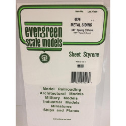 Evergreen 4526 - 0.04" Polystyrene Corrugated Siding Sheet 6" x 12"