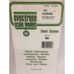 Evergreen 4101 - 0.100" Polystyrene Clapboard Siding Sheet 6" x 12"