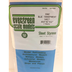 Evergreen 9902 Polystyrene 0.01" Blue Transparent Sheets x2 6" x 12"