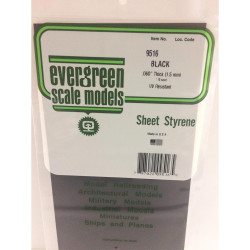 Evergreen 9516 Polystyrene 0.06" Opaque Black Sheet 6" x 12"