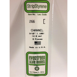 Evergreen 266 - 0.188"/4.8mm Polystyrene Channels 14"/35cm 3 pcs