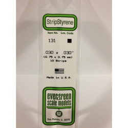 Evergreen 131 - 0.03" x 0.03" Polystyrene Strips 14"/35cm 10pcs