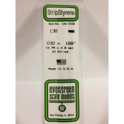 Evergreen 138 - 0.03" x 0.188" Polystyrene Strips 14"/35cm 10pcs