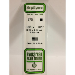 Evergreen 175 - 0.1" x 0.1" Polystyrene Strips 14"/35cm 10pcs
