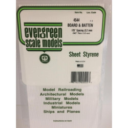 Evergreen 4544 - 0.125" Polystyrene Board & Batten Siding Sheet 6" x 12"