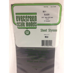 Evergreen 9511 Polystyrene 0.01" Opaque Black Sheets x4 6" x 12"