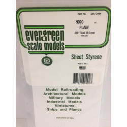 Evergreen 9020 Polystyrene 0.02" Plain White Sheets x3 6" x 12"