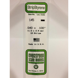 Evergreen 145 - 0.04" x 0.1" Polystyrene Strips 14"/35cm 10pcs