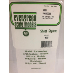 Evergreen 4188 - 0.188" Polystyrene V Groove Siding Sheet 6" x 12"