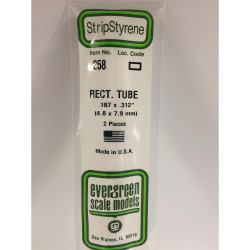Evergreen 258 - 0.188" x 0.312" Polystyrene 14"/35cm Rectangular Tubes 2 pcs